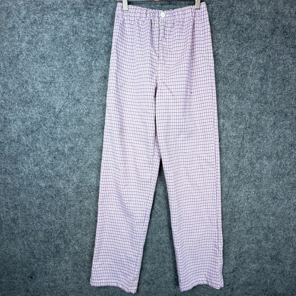 John Galt Brandy Melville Vivian Pants Women XS Purple Gingham Plaid Stretch